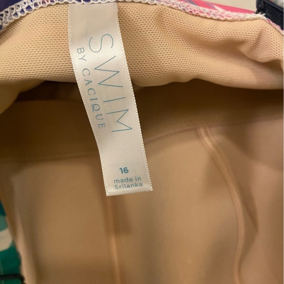 Swim Cacique Multicolor Tropical Ruched One Piece Skirted Swimsuit Size 16 Beach - Picture 8 of 9